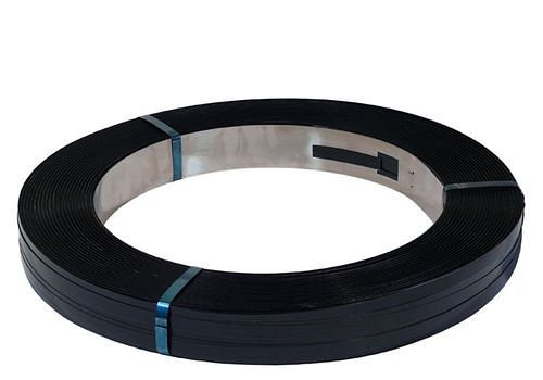 Ruban de cerclage en acier DENIOS, bleui, largeur 19 mm x 0,5 mm, paquet : 2 rouleaux, 299675