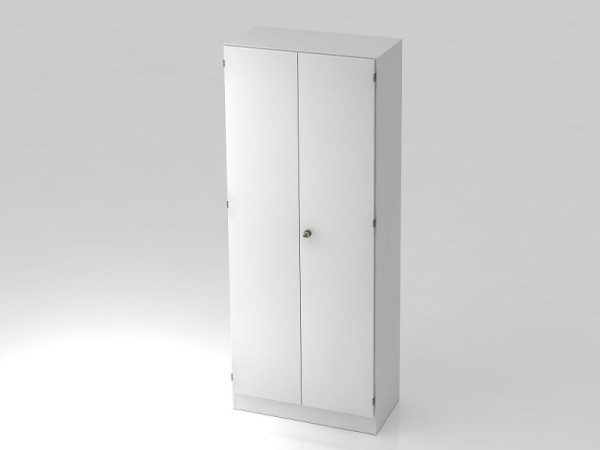 Armoire Hammerbacher 5OH avec panneau de base poignée rayée blanc/blanc, 80x42x200,4 cm (LxPxH), V6100/W/W/SG