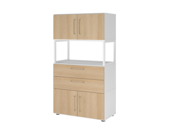 Armoire combinée Hammerbacher, 4OH, blanc/chêne, VFW48K7RG/W/E/BS