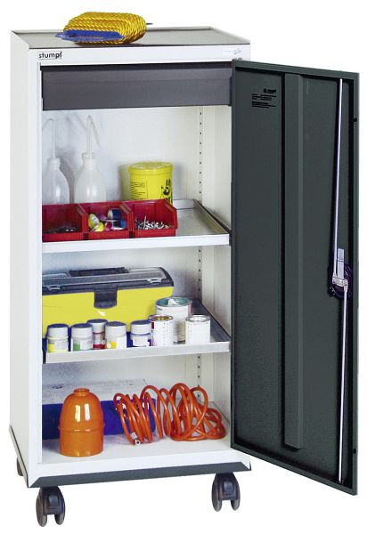 armoire à outils et matériaux blunt TM 3000, RAL 7035/7016, 1 tiroir, 2 plateaux, mobile, 3093171