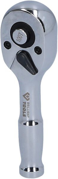 Brilliant Tools Mini cliquet réversible 1/4" avec poignée en métal, 100 dents, BT020999