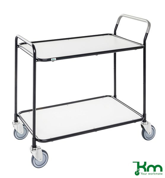 Chariot de table Kongamek, noir / blanc, avec 2 étagères, KM30770-S6