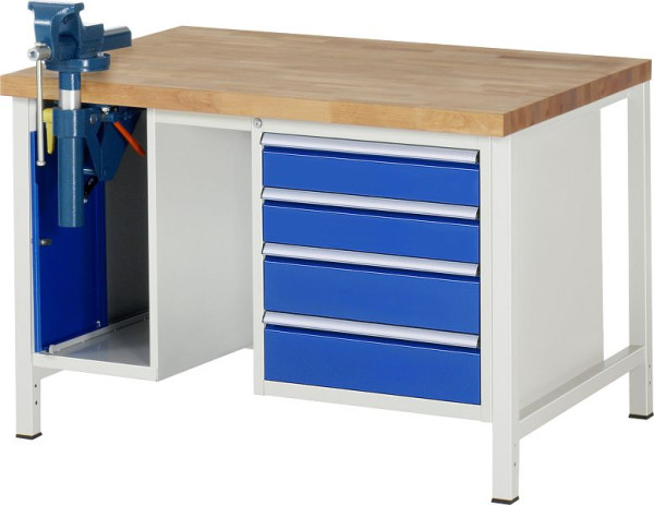 Etabli RAU série 8000 - modèle 8185, L1250 x P900 x H840-1040 mm, base système L1245 x P850 x H800-1000 mm, 03-8185A1-129B4H.11