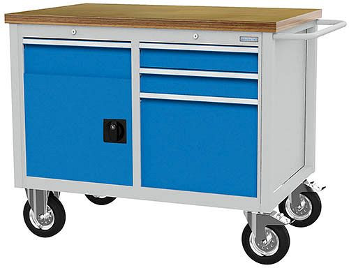 Établi mobile Bedrunka+Hirth, R 18-24, nombre de tiroirs : 4, nombre de portes battantes : 1, dimensions en mm (LxPxH) : 1250 x 750 x 995, 04.12.27V