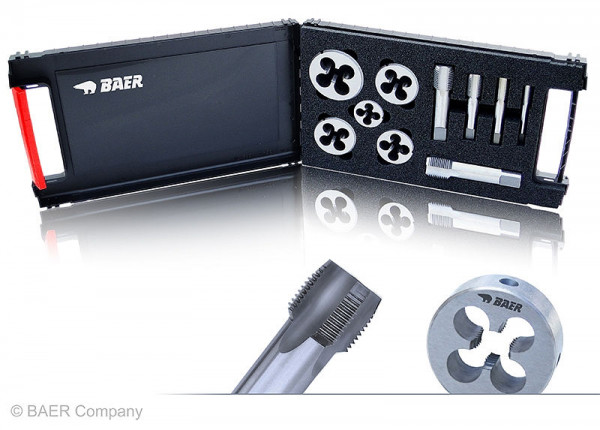 BAER Set HSSG : Tarauds / Filières rondes : G(BSP) 1/8'' - 3/4'', BSR3