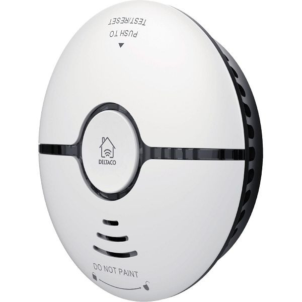 DELTACO SMART HOME détecteur de fumée WiFi LED alarme lumineuse système TUYA, notification smartphone, SH-WS03