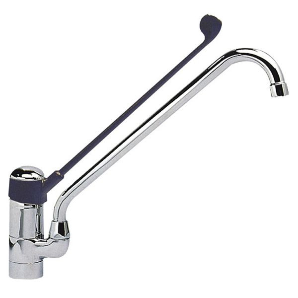 Mitigeur monobloc Gastro-Inox "Haute Performance" avec commande coudée en plastique, 200 mm, mitigeur monotrou à bras pivotant, 402.415