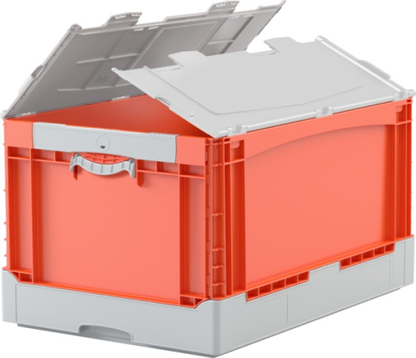 Boîte pliante BITOEQD64321L orange, couvercle de poignée de levage, 400x332x600mm, 31459