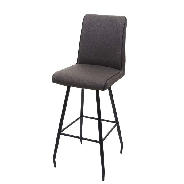 Mendler tabouret de bar HWC-H72, tabouret de bar tabouret de bar, repose-pieds acier tissu/textile, gris-brun, 73946