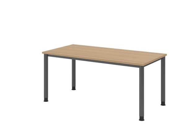 Bureau Hammerbacher HS16, 160 x 80 cm, plateau : chêne, épaisseur 25 mm, structure 4 pieds en graphite, hauteur de travail 68,5-81 cm, VHS16/E/G