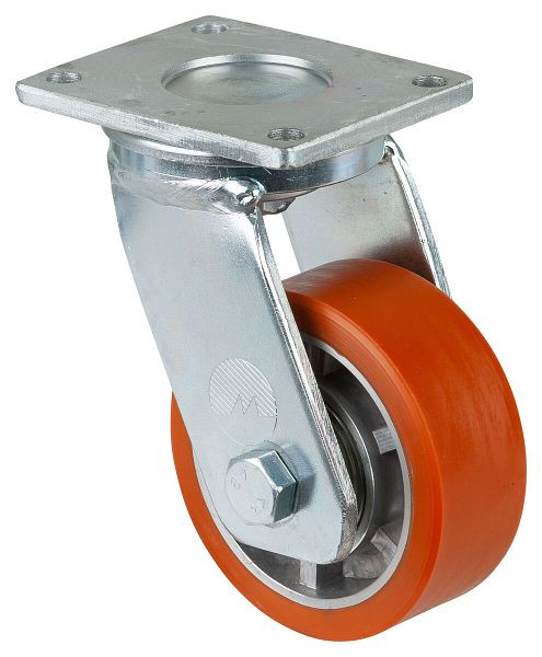Roulettes BS Roulette robuste, largeur 40 mm, Ø100 mm, jusqu'à 200 kg, bande de roulement polyuréthane coulé 95 Shore A, corps de roue aluminium, roulements à billes, RR100.B90.100