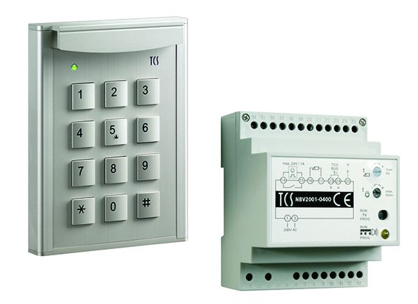 Code système de commande de porte TCS : pack avec serrure à code codelock12 pour jusqu'à 10 codes numériques, argent anodisé, unité de contrôle BVS20, PZF5000-0010