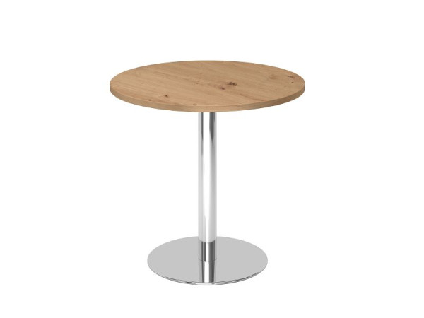 Table de réunion Hammerbacher 80cm ronde chêne noueux/chrome, VSTF08/R/C