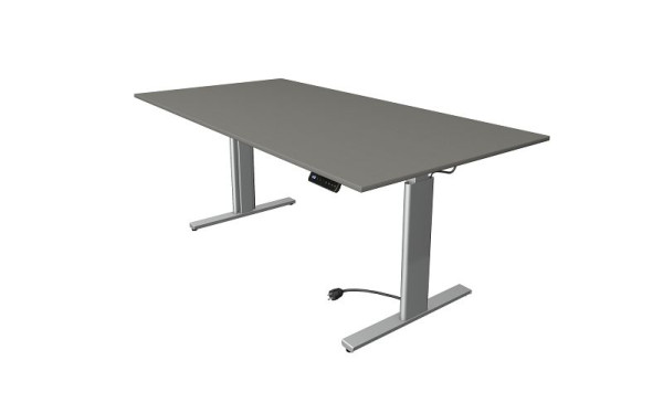 Kerkmann Move 3 table assis/debout argent, L 2000 x P 1000 mm, réglable en hauteur électriquement de 720 à 1200 mm, graphite, 10233812