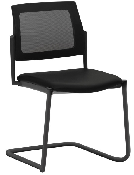 Mayer Sitzmöbel chaise empilable, structure luge noire, dossier en résille, noir, 2519_F3_30617