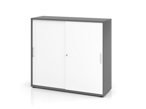 Armoire à portes coulissantes Hammerbacher 1753S BS, 3 OH, corps : graphite / façade : blanc, 120 x 40 x 110 cm (LxPxH), V1753S/G/W/BS