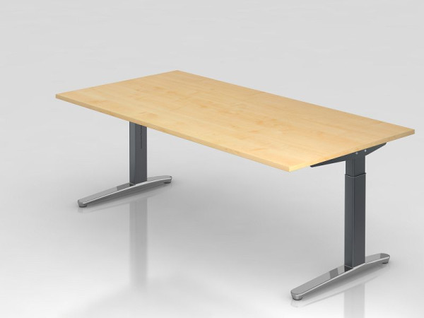 Bureau Hammerbacher pied C 200x100cm érable/graphite (poli), forme rectangulaire, VXB2E/3/GC