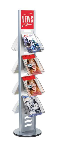 Kerkmann porte-brochures Tec-Art rotatif, Ø 540, H 1710 mm, aluminium argent, 41634614