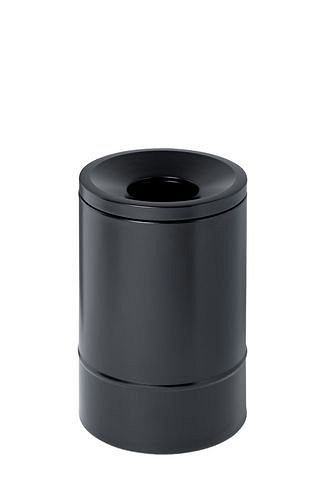 Corbeille à papier auto-extinguible DENIOS, 30 litres, acier, noir, 172-145