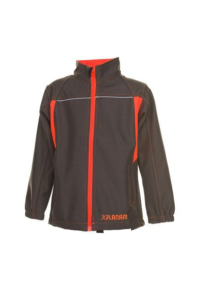 Veste softshell Planam Basalt Neon Junior, olive/orange, taille 86/92, 6132086