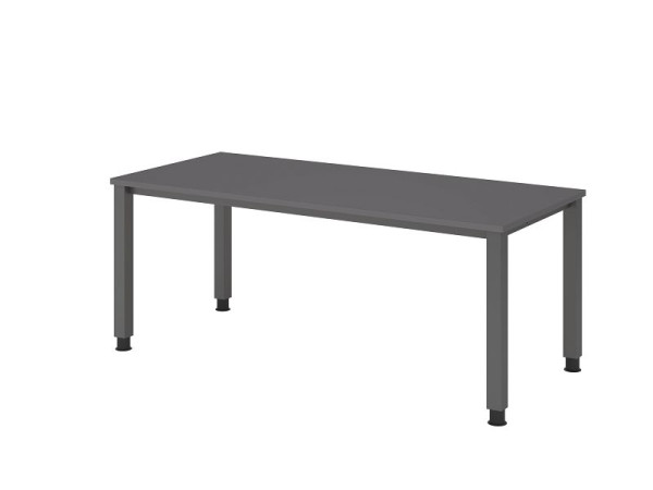 Bureau Hammerbacher 4 pieds carré 180x80cm graphite, forme rectangulaire, hauteur de travail 68-83,5 cm, VQS19/G/G
