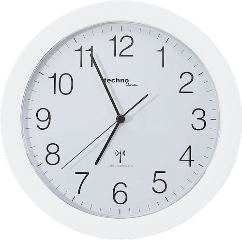 Horloge murale radiocommandée Technoline blanc, horloge radiocommandée en plastique, dimensions : Ø 30 cm, WT 8000 blanc