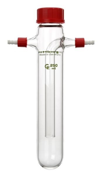 Piège à froid Rettberg, 250 ml, monobloc, haut GL 45, raccords latéraux GL 14 avec bouchon + olive, 134051036