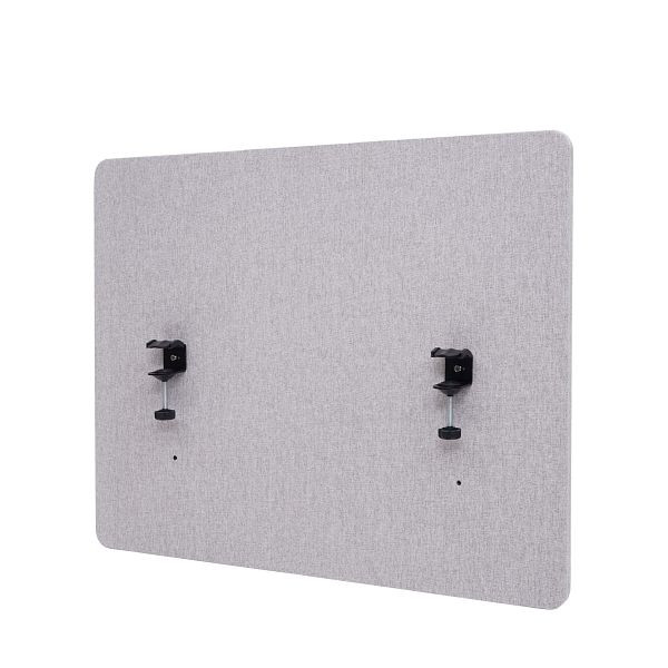Cloison de table acoustique Mendler HWC-G75, paravent de bureau, panneau d'affichage de bureau, tissu/textile à double paroi, 60x75cm gris, 71940+71943
