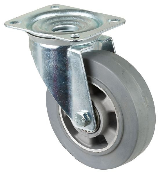Rouleau de transport BS rollers, largeur de roue 50 mm, roue Ø 160 mm, capacité de charge 300 kg, pneus élastiques gris, corps de roue en aluminium, roulements à billes, L400.B83.160