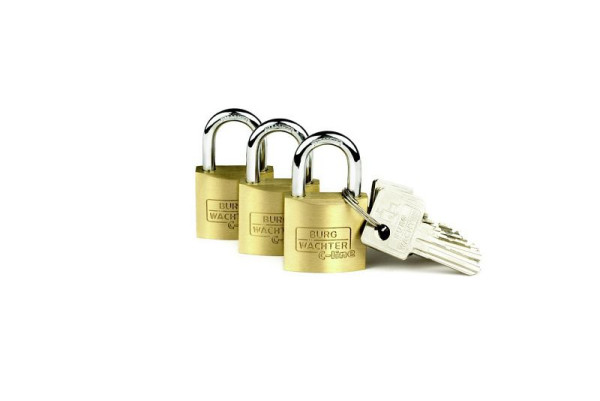 BURG-WÄCHTER lot de 3 - cadenas à cylindre Trio 222 30 GL SB, HxLxP (extérieur) : 49,4 x 30 x 11,7 mm, UE : 15 pièces (5x jeux de 3), 6371