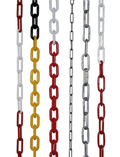 Chaîne de barrière DENIOS en plastique, 25 m de long, jaune/noir, 116-529