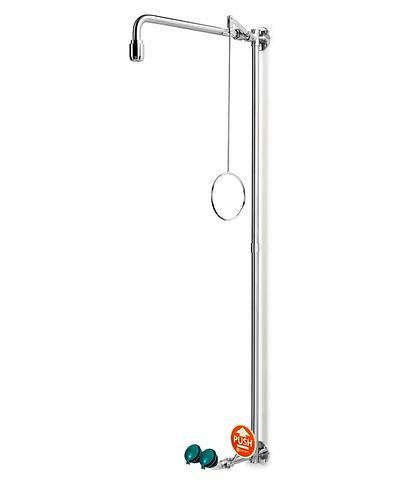 Douche de corps B-SAFETY avec douchette pour les yeux, acier inoxydable, montage mural, BR 861095, DVGW, 305271