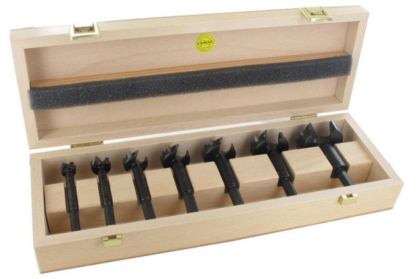 Embouts Forstner à pointe carbure Famag Bormax³, dans une boîte en bois, exécution: Ensemble de 5 pièces dans une boîte en bois Ø 15, 20, 25, 30, 35 mm, 1663.505.00