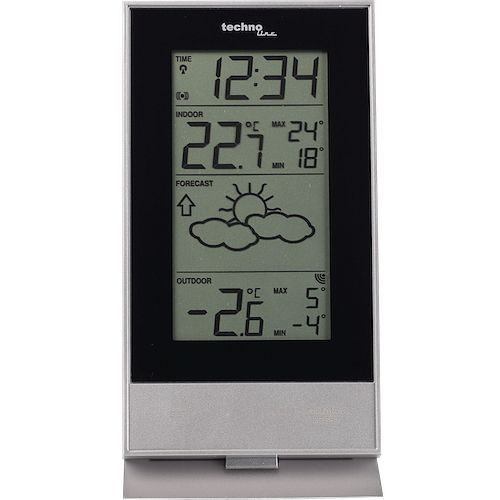 Station météo Technoline, radio-réveil DCF-77 avec possibilité de réglage manuel, dimensions : 85 x 166 x 56 mm, WS 9910