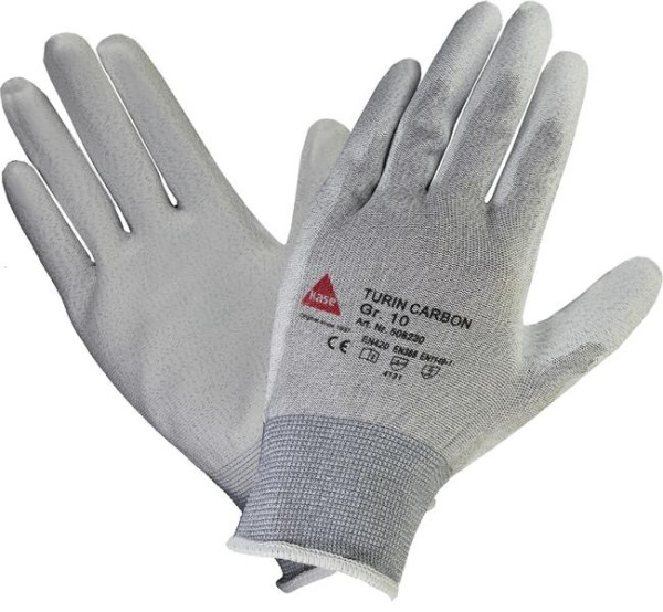 Hase Safety TURIN CARBON gant tricoté nylon/carbone antistatique avec, Taille : 6, UV : 10 paires, 508230-6