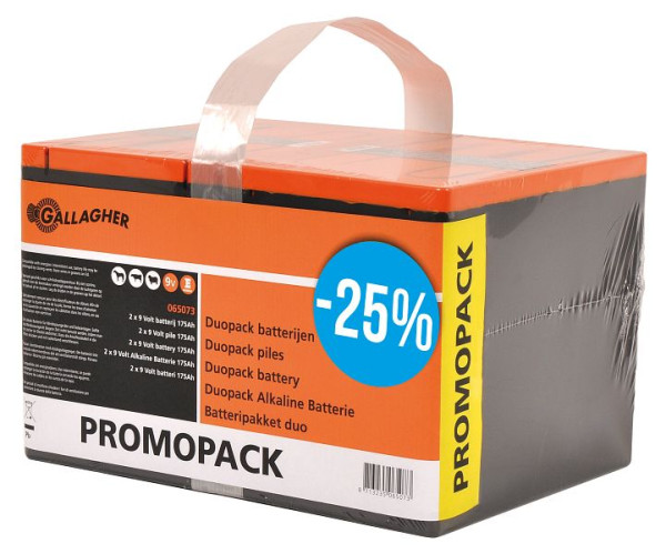 Pile alcaline Gallagher Duopack 2x 9V/175Ah - 190x125x160mm, pack: 2 pièces, 065073