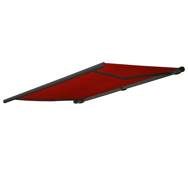 Store à cassette électrique Mendler T123, store cassette complète 4,5x3m, acrylique rouge bordeaux, cadre anthracite, 76467+58310