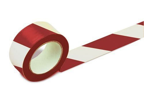 Ruban de marquage au sol DENIOS, largeur 50 mm, rouge / blanc, UE : 2 rouleaux, 157-695