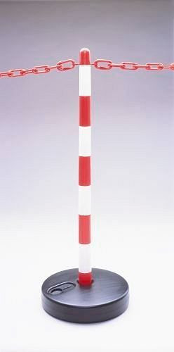 Support de chaîne DENIOS avec pied, pour installation intérieure et extérieure, rouge / blanc, 236-875