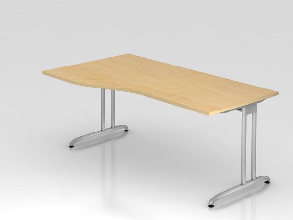 Bureau Hammerbacher pied C 180x100/80cm érable, passe-câbles horizontal, hauteur de travail 72 cm, VBS18/3/S