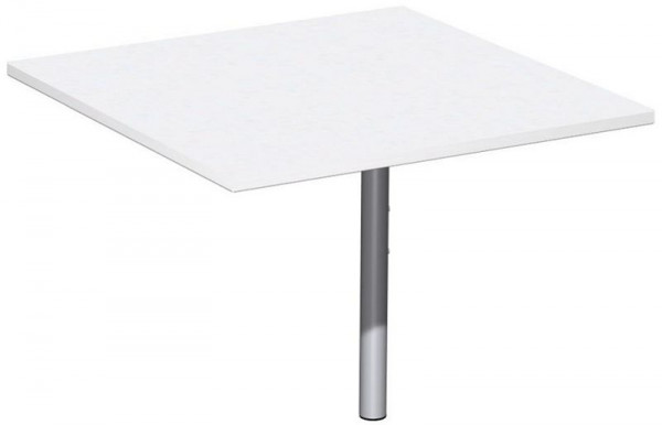 geramöbel plaque de liaison angle plein 90° avec pied d'appui, avec conduit de câbles, réglable en hauteur, 800x800x680-820, blanc/argent, N-657008-WS