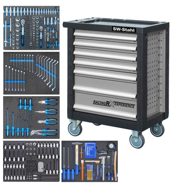 Servante d'atelier en acier SW, équipée, 347 pièces, Z3705