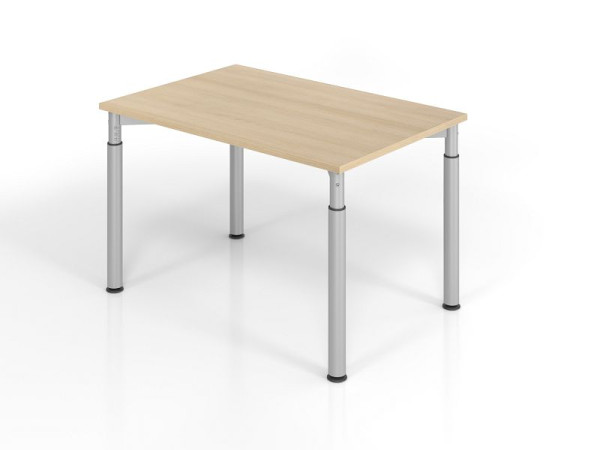 Bureau Hammerbacher YS12, 120 x 80 cm, plateau : chêne, épaisseur 25 mm, chant épais en ABS, forme rectangulaire, argent, VYS12/E/S