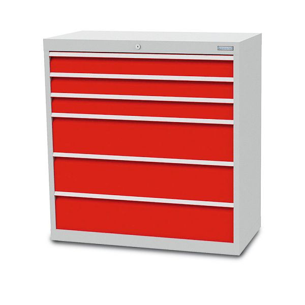 Armoire à tiroirs Bedrunka+Hirth, série T500-9, avec 6 tiroirs, différentes hauteurs de façade, 90.303A