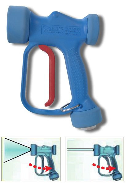 Pistolet de lavage ELMAG RB 65, maximum 90°C, 24 bar, 100 l/min, IT 1/2' largeur de jet réglable 0°-60° avec raccord rotatif, 43332