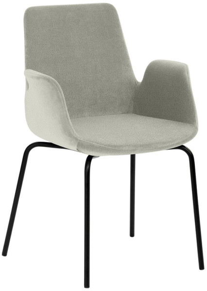 Fauteuil Mayer Sitzmöbel , structure à 4 pieds, revêtement en poudre noir, gris chiné, 2009_V3_26654