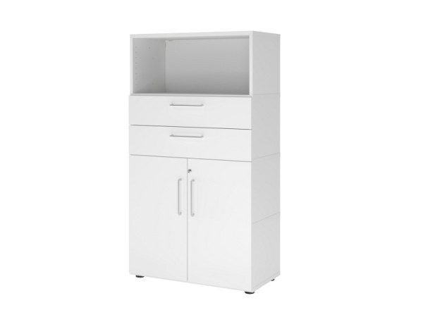Armoire combinée Hammerbacher, 4OH, blanc/blanc, VFW48K2KG/W/W/BS
