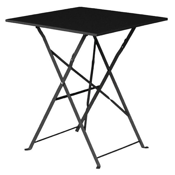 Table de patio carrée pliante Bolero acier noir 60cm, GK989