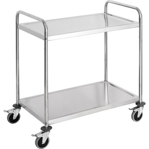 Chariot de service Stalgast en acier inoxydable, avec deux étagères, 860 x 540 x 920 mm (LxPxH), LT0705002