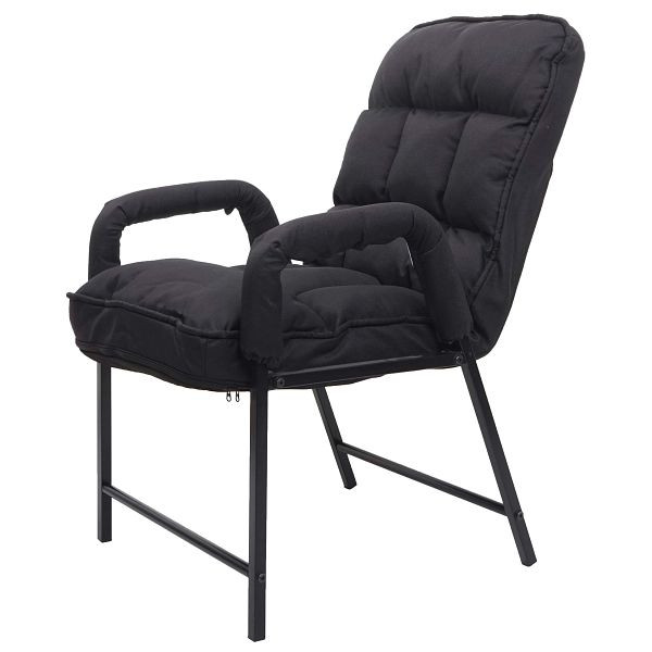 Chaise de salle à manger Mendler HWC-K40, chaise rembourrée, capacité de charge de 160 kg, dossier réglable en métal, tissu/textile noir, 92134